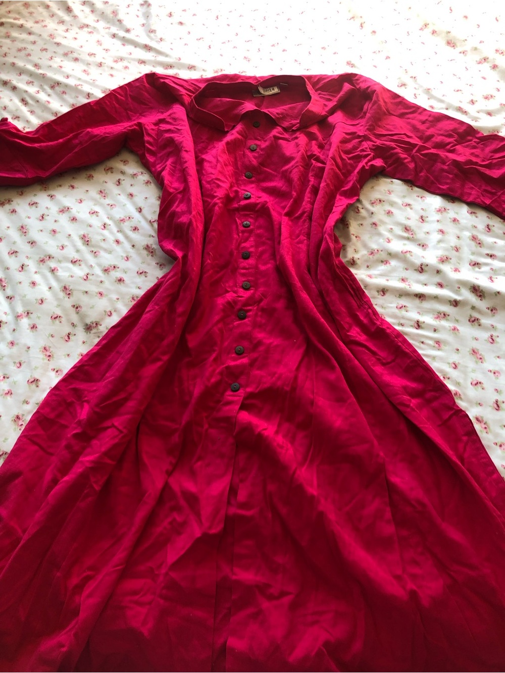 Classic Button-Front Maxi Dress in Bright Pink